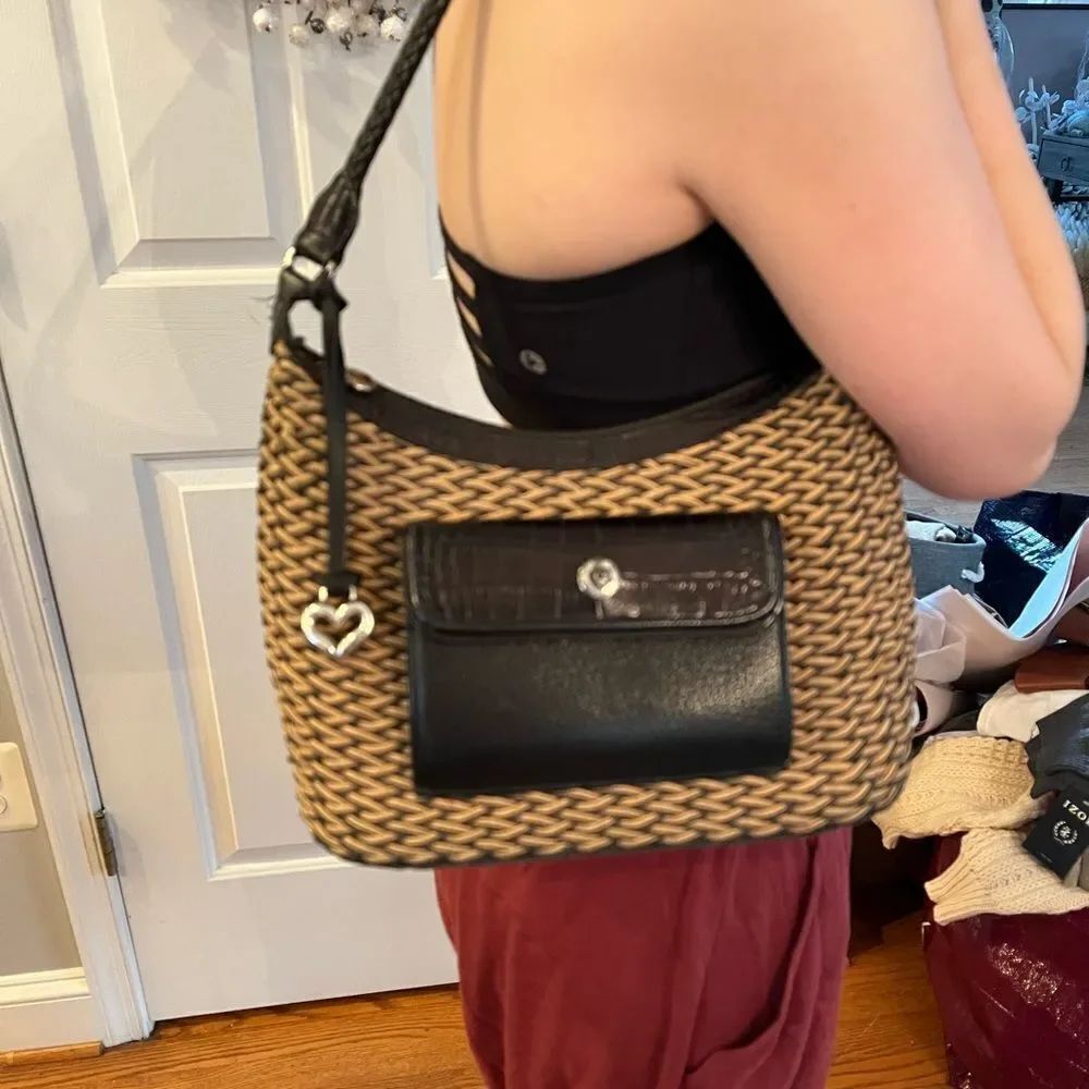Brighton Woven & Leather Trim Shoulder Bag